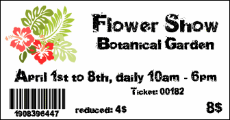 Sample ticket with logo or pictures